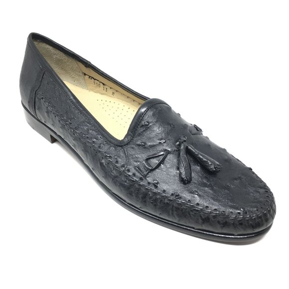 NEW Zelli Loafers Shoe Size 13 Black Ostrich Quill main image 8